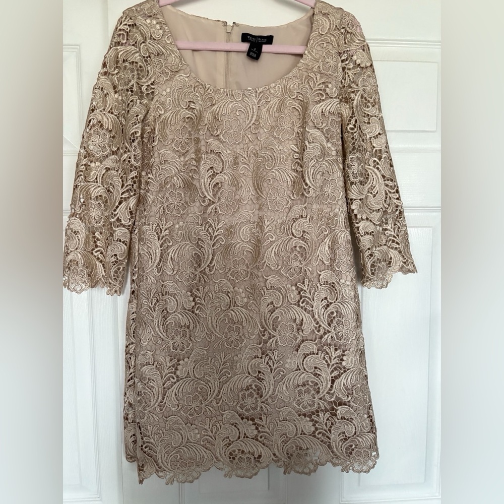 White House Black Market NWT Lace Dress in Beige